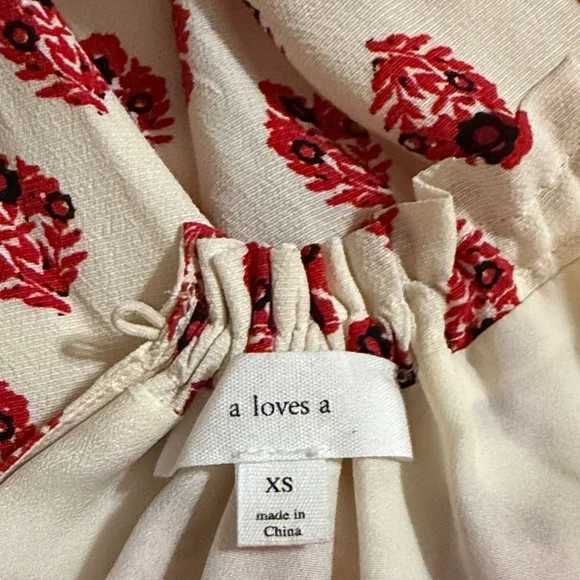 A Love A Elegant Red and Cream Jumpsuit with Wide-Leg - Picture 5 of 7